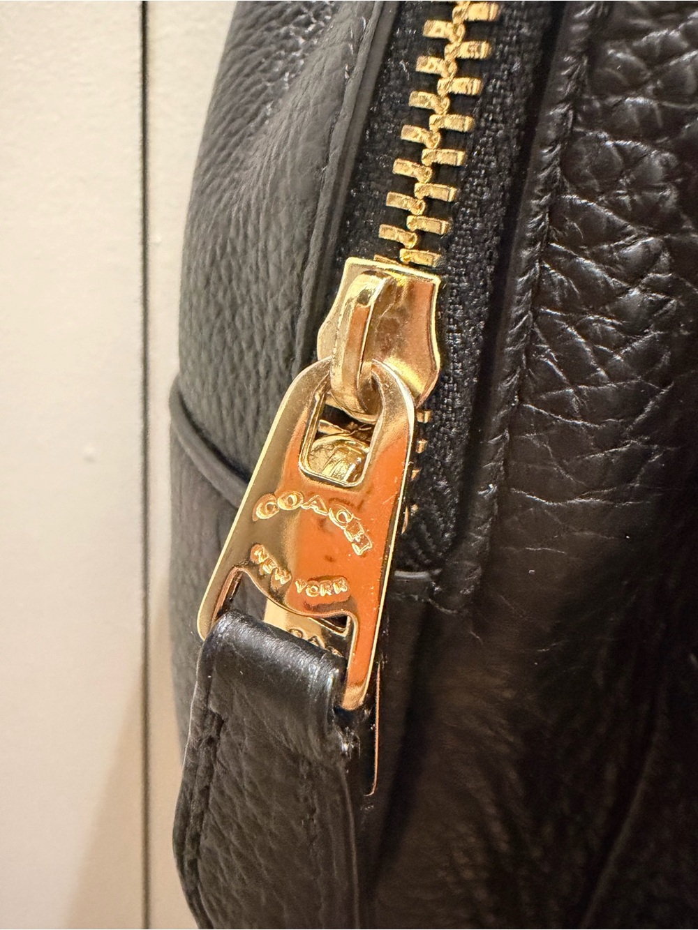 COACH Medium Charlie Black Leather Medium Backpack - Picture 4 of 9